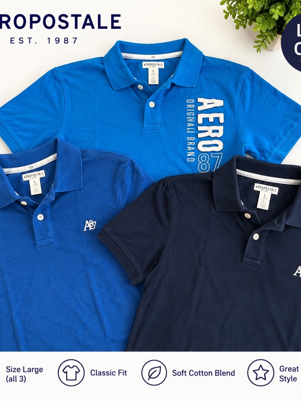 Aeropostale Men’s Polo shirts lot of 3 NWT
